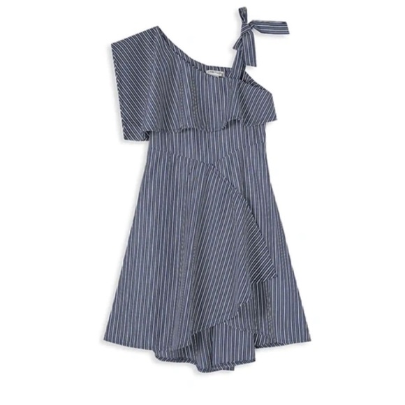 Habitual Other - HABITUAL Girl's One-shoulder Striped High-low Dress In Navy